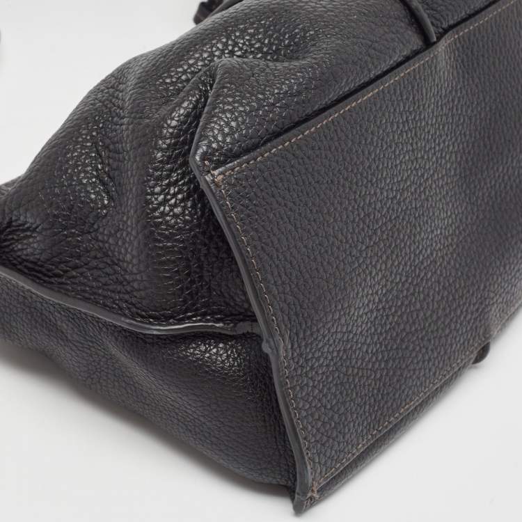 Pre Owned Furla Black Leather Ring Handle Baguette Bag