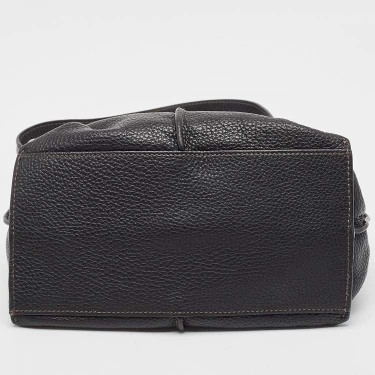 Pre Owned Furla Black Leather Ring Handle Baguette Bag