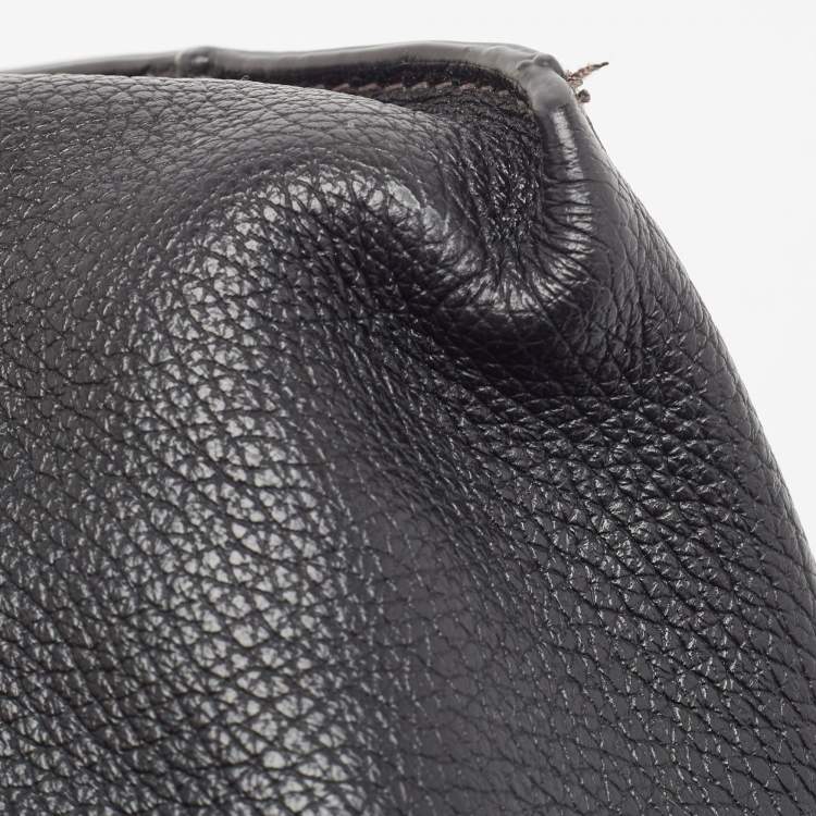 Pre Owned Furla Black Leather Ring Handle Baguette Bag