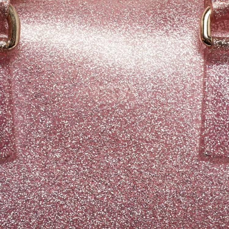Pre Owned Furla Pink Glitter Rubber Medium Candy Satchel