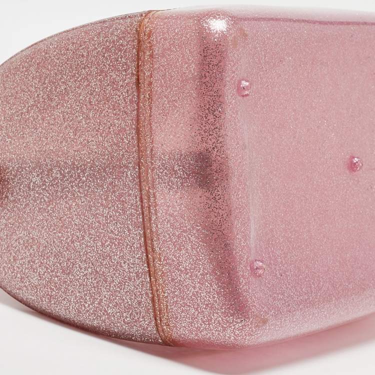 Pre Owned Furla Pink Glitter Rubber Medium Candy Satchel