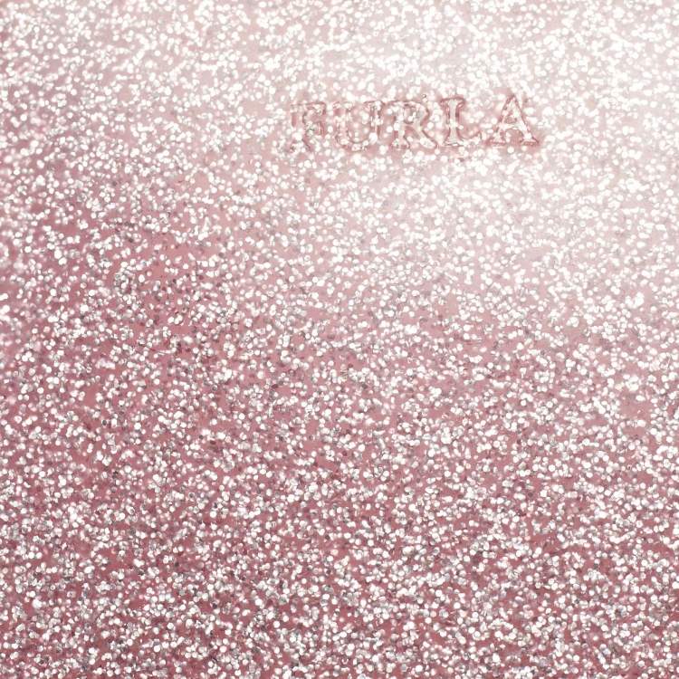 Pre Owned Furla Pink Glitter Rubber Medium Candy Satchel