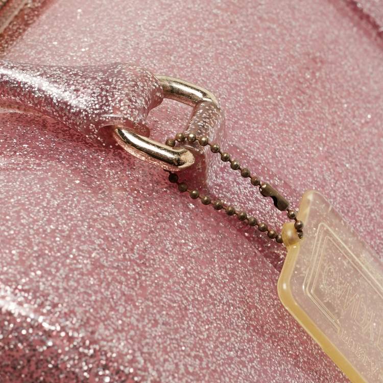 Pre Owned Furla Pink Glitter Rubber Medium Candy Satchel