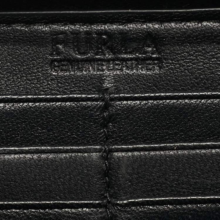Pre Owned Furla Black Quilted Leather XL Cometa Zip Around Wallet 