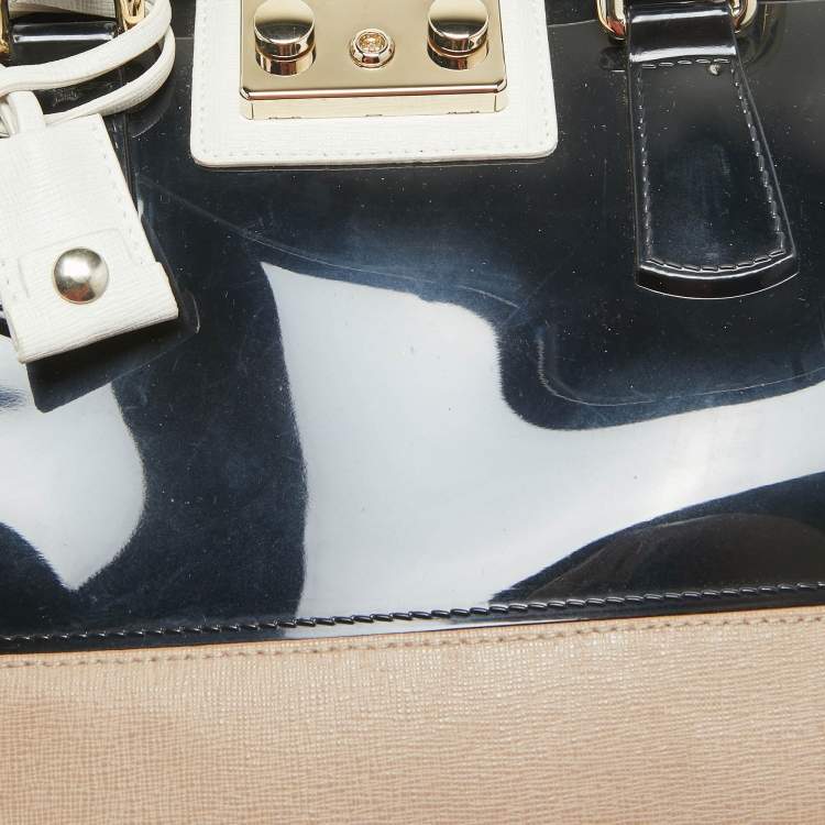 Pre Owned Furla Tricolor Rubber and Leather Candy Flap Satchel