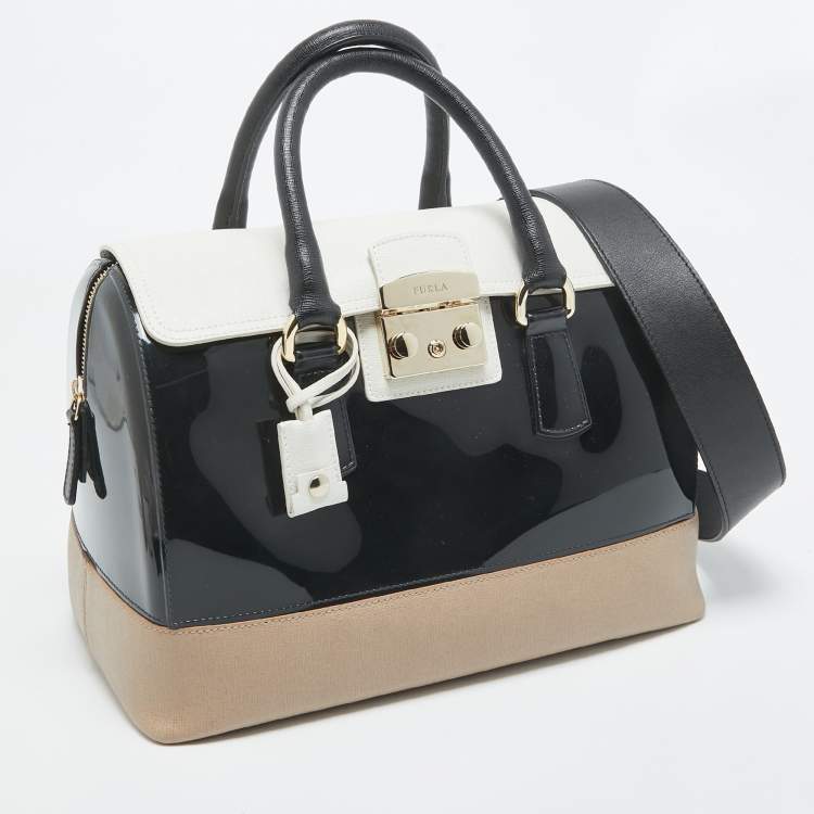 Pre Owned Furla Tricolor Rubber and Leather Candy Flap Satchel