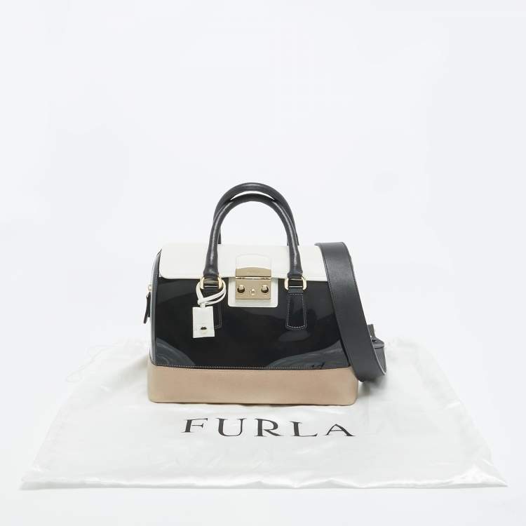 Pre Owned Furla Tricolor Rubber and Leather Candy Flap Satchel
