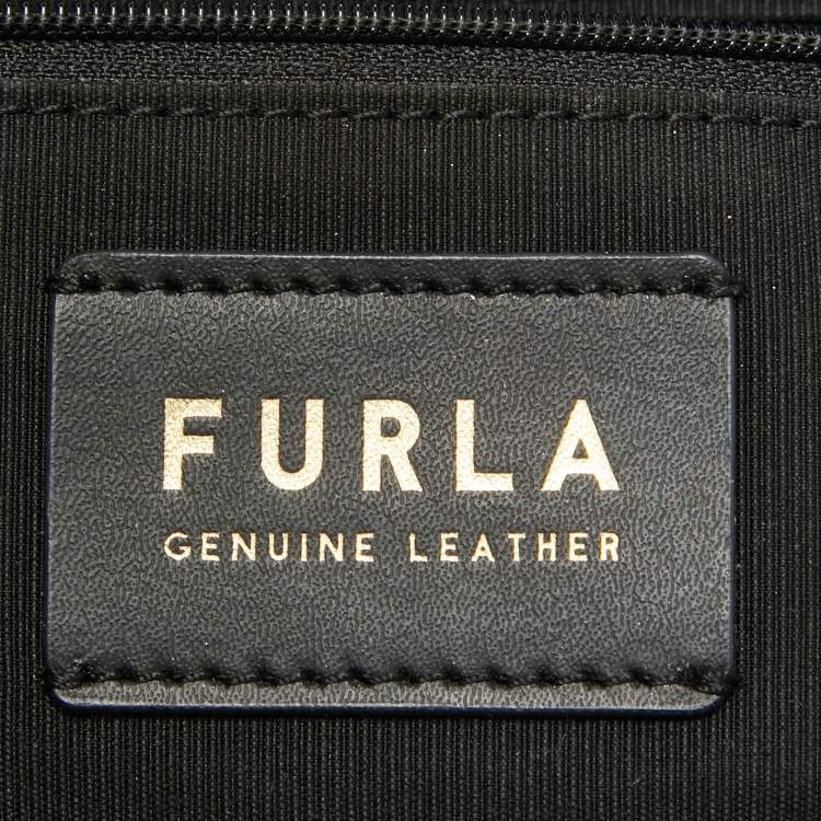 Pre Owned Furla Black Woven Leather and Suede Essentials Clutch
