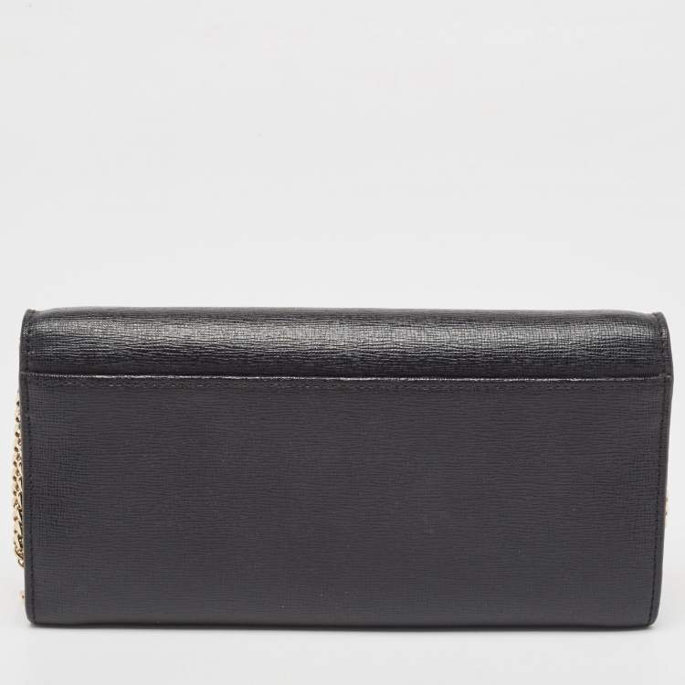 Pre Owned Furla Black Leather Babylon Wallet on Chain 