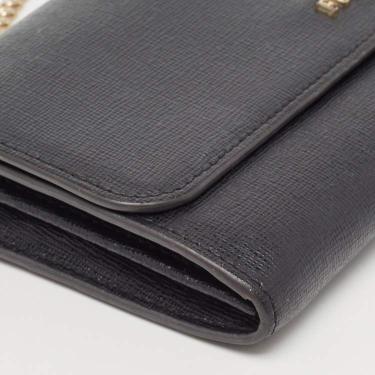 Pre Owned Furla Black Leather Babylon Wallet on Chain 