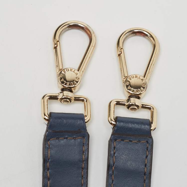 Pre Owned Furla Navy Blue Leather Stacy Drawstring Bucket Bag