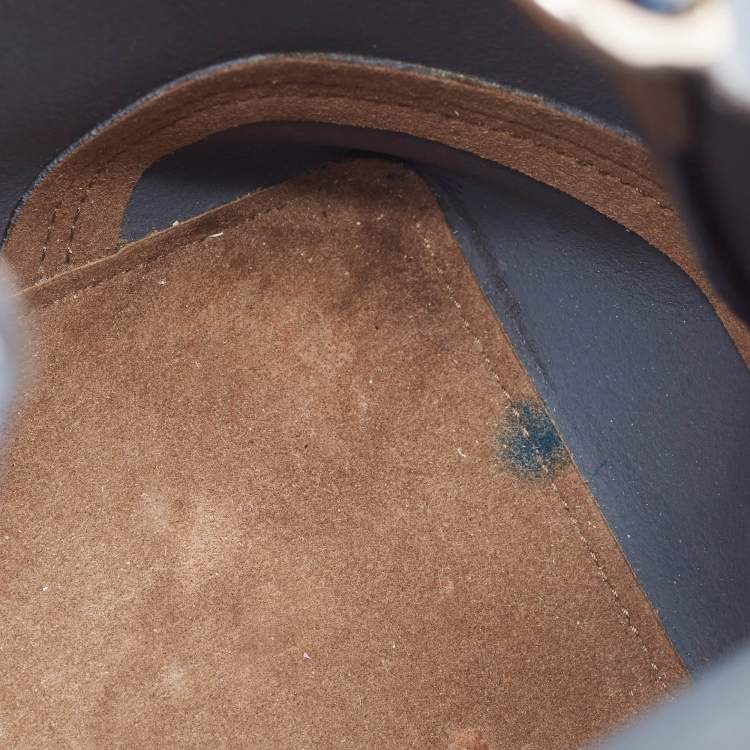 Pre Owned Furla Navy Blue Leather Stacy Drawstring Bucket Bag
