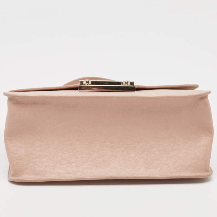 Pre Owned Furla Light Pink Leather Julia Top Handle Bag