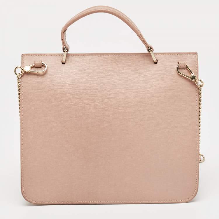 Pre Owned Furla Light Pink Leather Julia Top Handle Bag