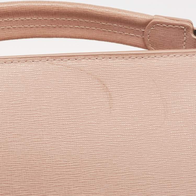 Pre Owned Furla Light Pink Leather Julia Top Handle Bag