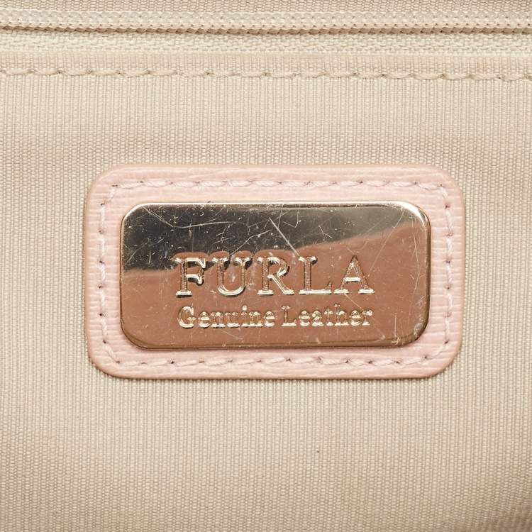 Pre Owned Furla Light Pink Leather Julia Top Handle Bag