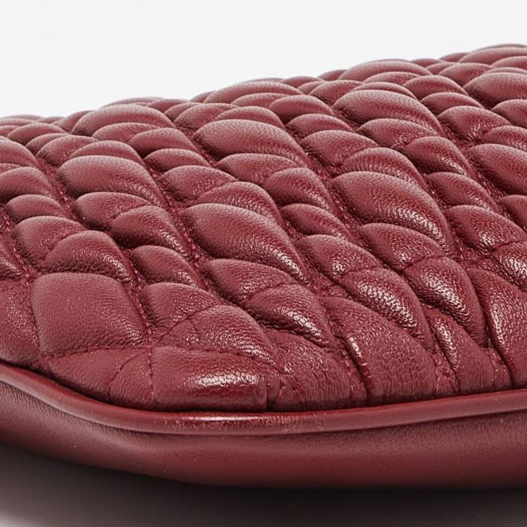 Pre Owned Furla Red Matelassé Leather Zip Clutch