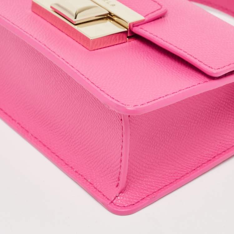 Pre Owned Furla Pink Leather Micro Venere Top Handle Bag