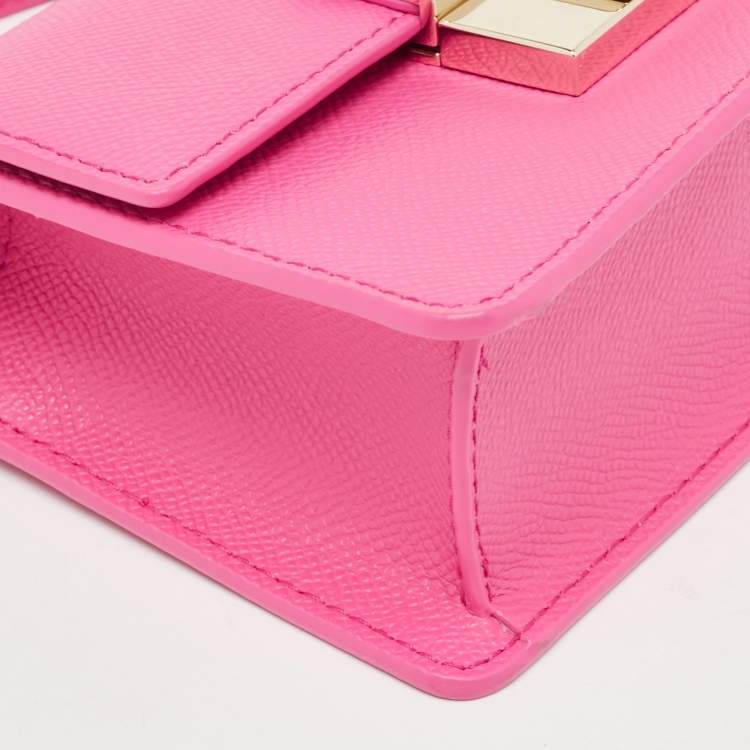 Pre Owned Furla Pink Leather Micro Venere Top Handle Bag