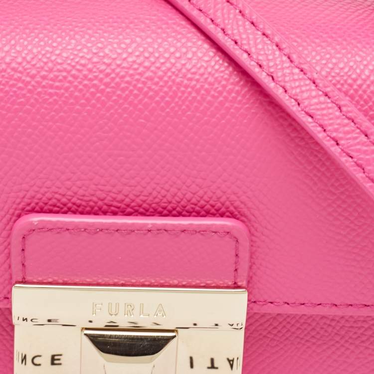 Pre Owned Furla Pink Leather Micro Venere Top Handle Bag