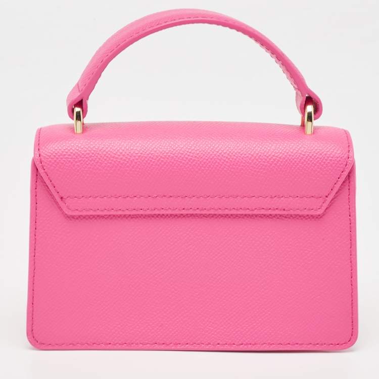 Pre Owned Furla Pink Leather Micro Venere Top Handle Bag