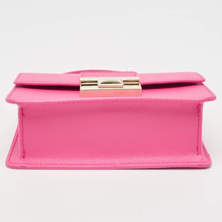Pre Owned Furla Pink Leather Micro Venere Top Handle Bag