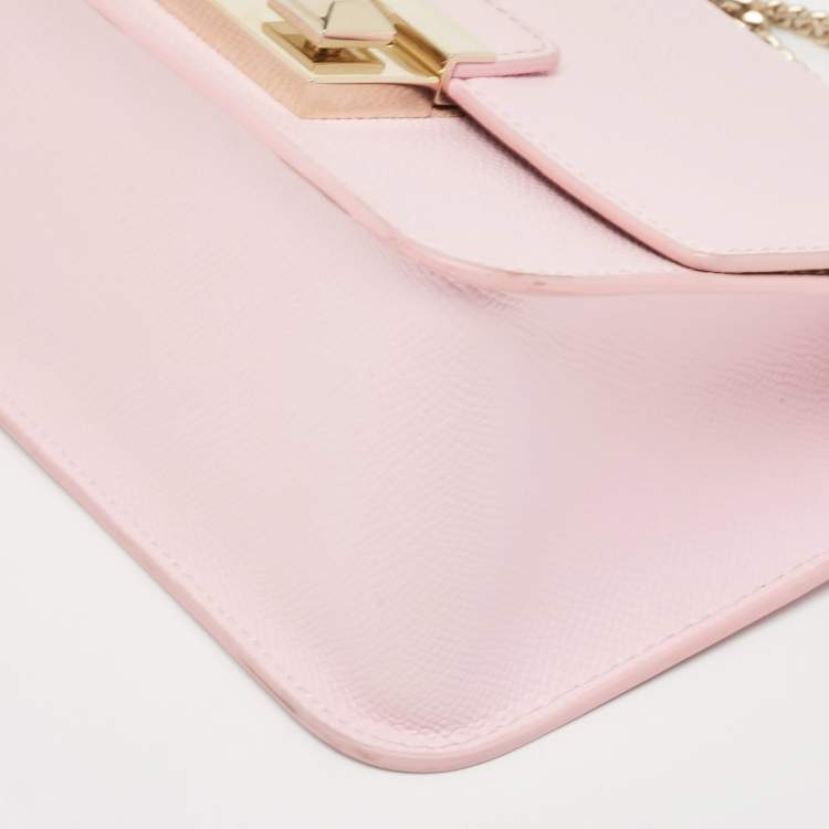 Pre Owned Furla Light Pink Leather Bella Chain Shoulder Bag