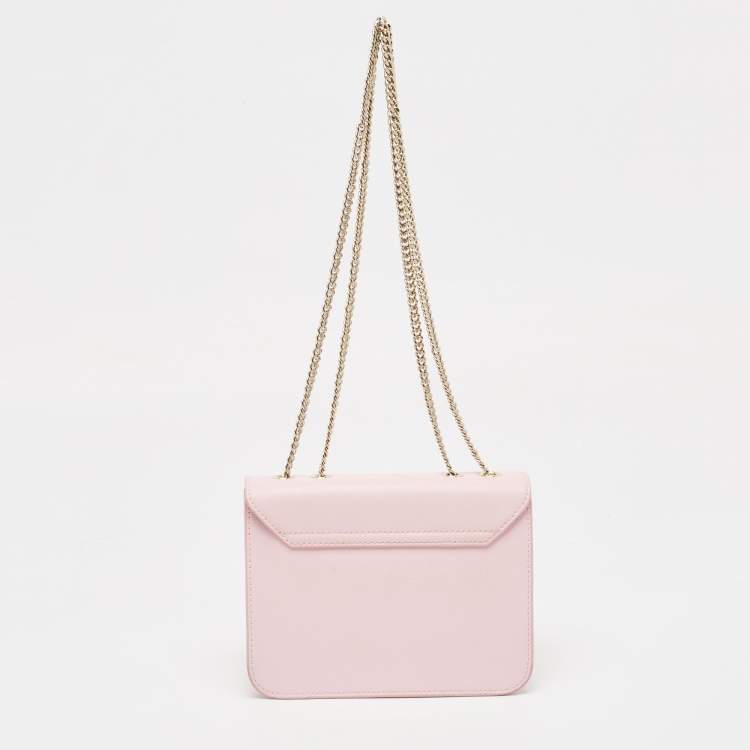 Pre Owned Furla Light Pink Leather Bella Chain Shoulder Bag