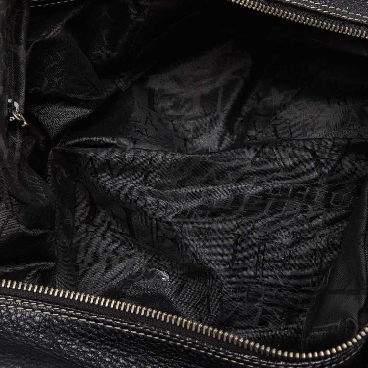 Pre Owned Furla Black Leather Buckle Satchel