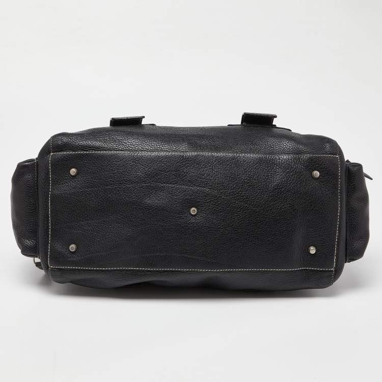 Pre Owned Furla Black Leather Buckle Satchel