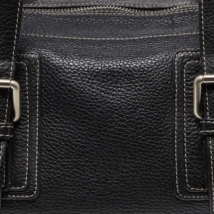 Pre Owned Furla Black Leather Buckle Satchel
