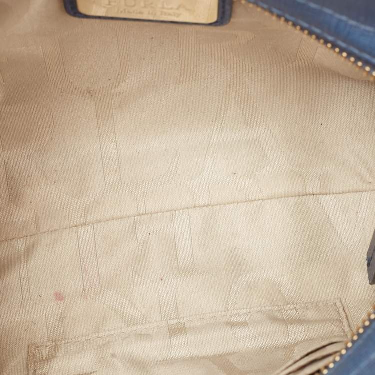 Pre Owned Furla Blue Leather Mini Ginevra Crossbody Bag