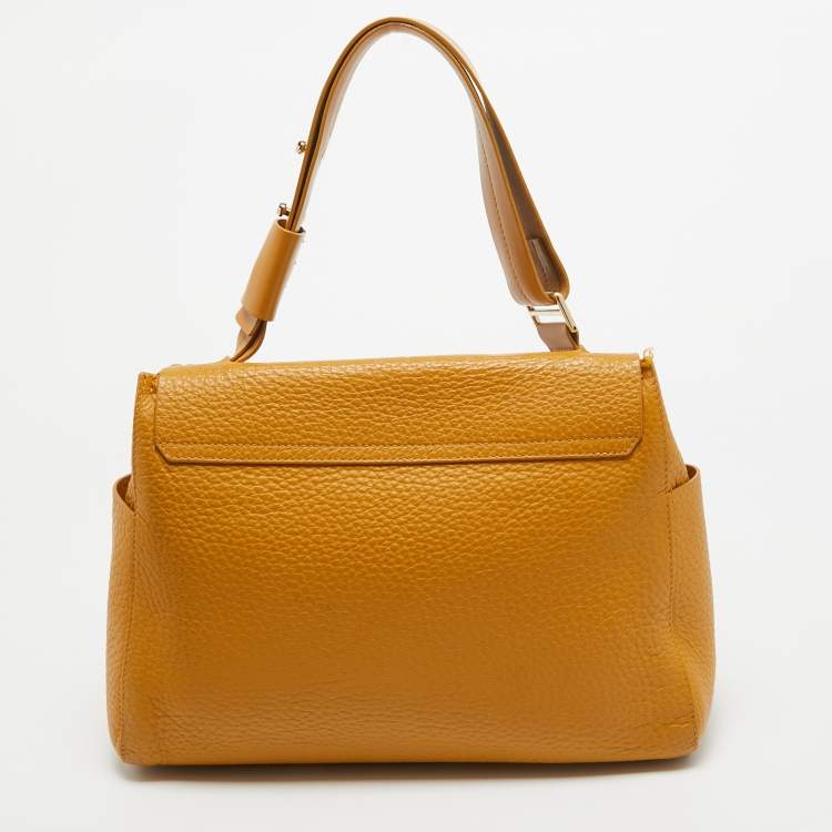 Pre Owned Furla Mustard Leather Medium Capriccio Top Handle Bag