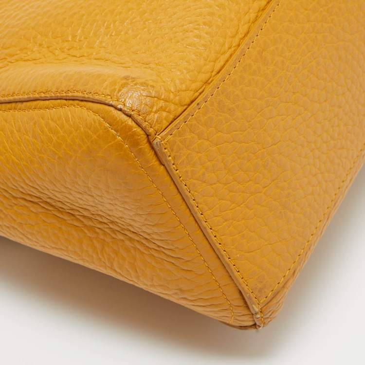 Pre Owned Furla Mustard Leather Medium Capriccio Top Handle Bag