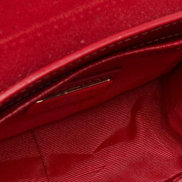 Pre Owned Furla Red Leather Mini Metropolis Crossbody Bag