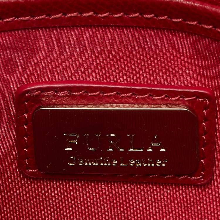 Pre Owned Furla Red Leather Mini Metropolis Crossbody Bag