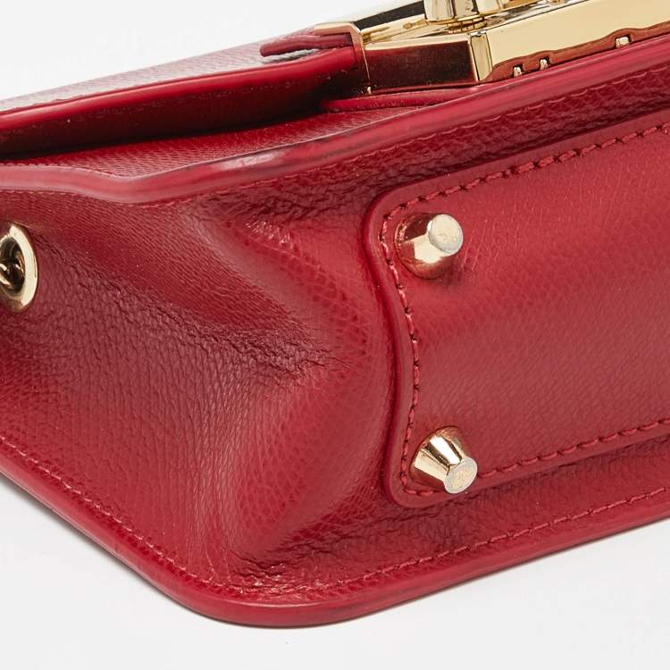 Pre Owned Furla Red Leather Mini Metropolis Crossbody Bag