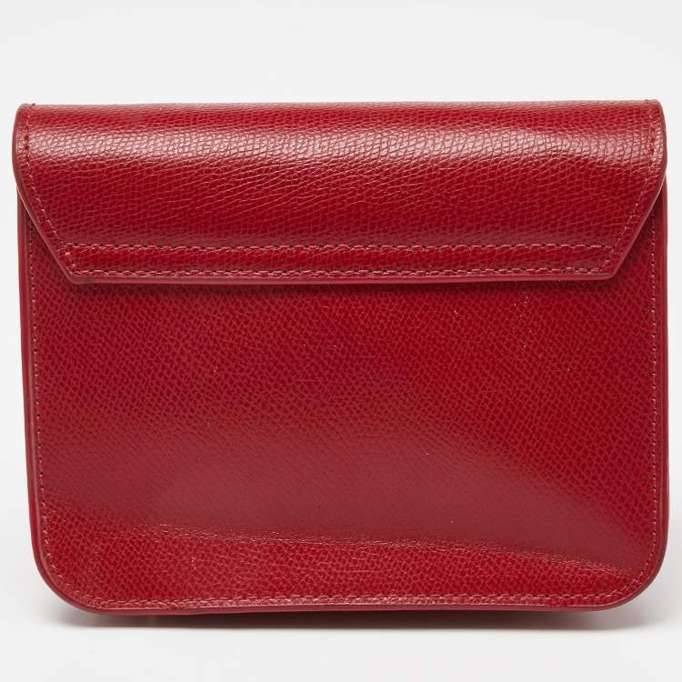 Pre Owned Furla Red Leather Mini Metropolis Crossbody Bag