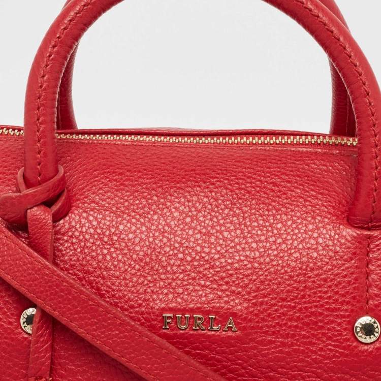 Pre Owned Furla Red Leather Arianna Satchel