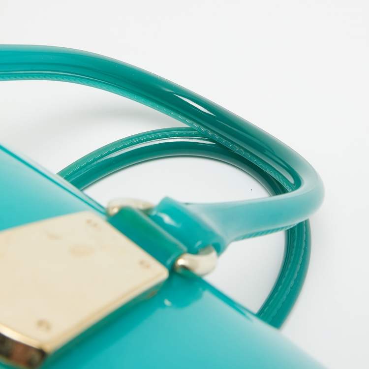 Pre Owned Furla Green Rubber Candy Satchel