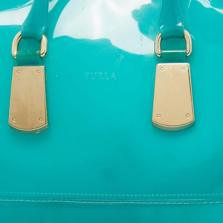 Pre Owned Furla Green Rubber Candy Satchel
