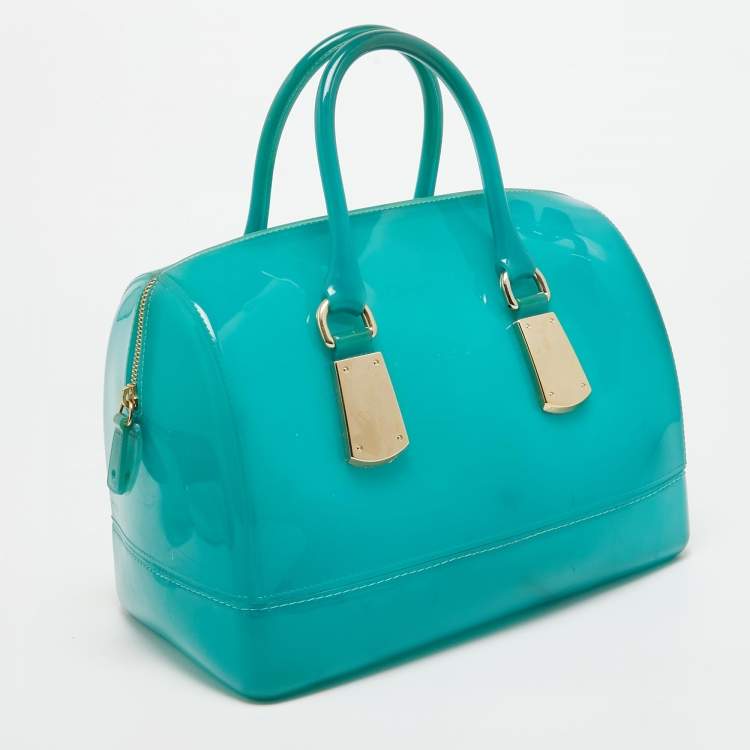 Pre Owned Furla Green Rubber Candy Satchel