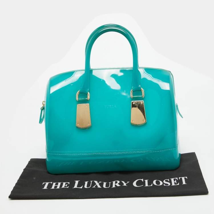 Pre Owned Furla Green Rubber Candy Satchel