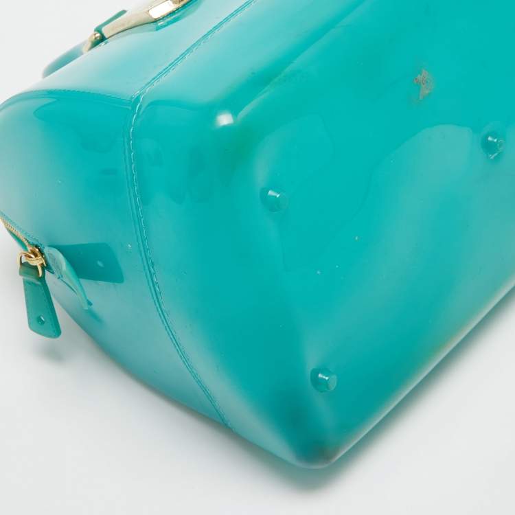 Pre Owned Furla Green Rubber Candy Satchel