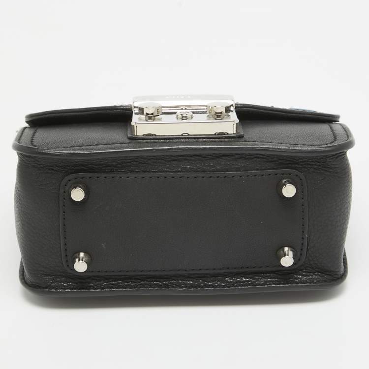 Pre Owned Furla Black/Silver Leather Metropolis Shoulder Bag