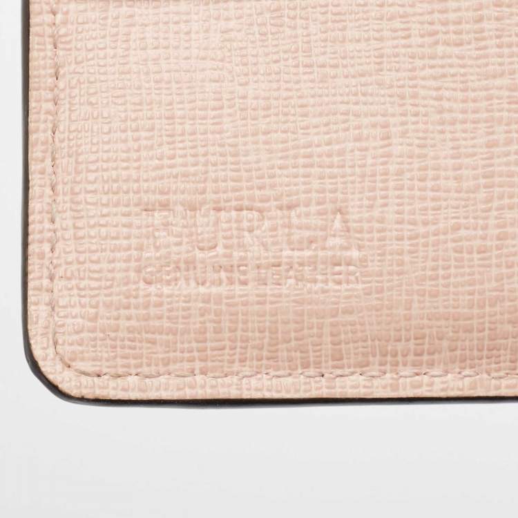 Pre Owned Furla Light Pink Leather Logo Bifold Wallet