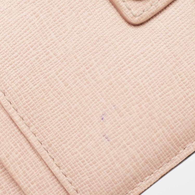 Pre Owned Furla Light Pink Leather Logo Bifold Wallet