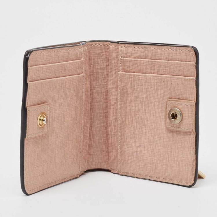 Pre Owned Furla Light Pink Leather Logo Bifold Wallet