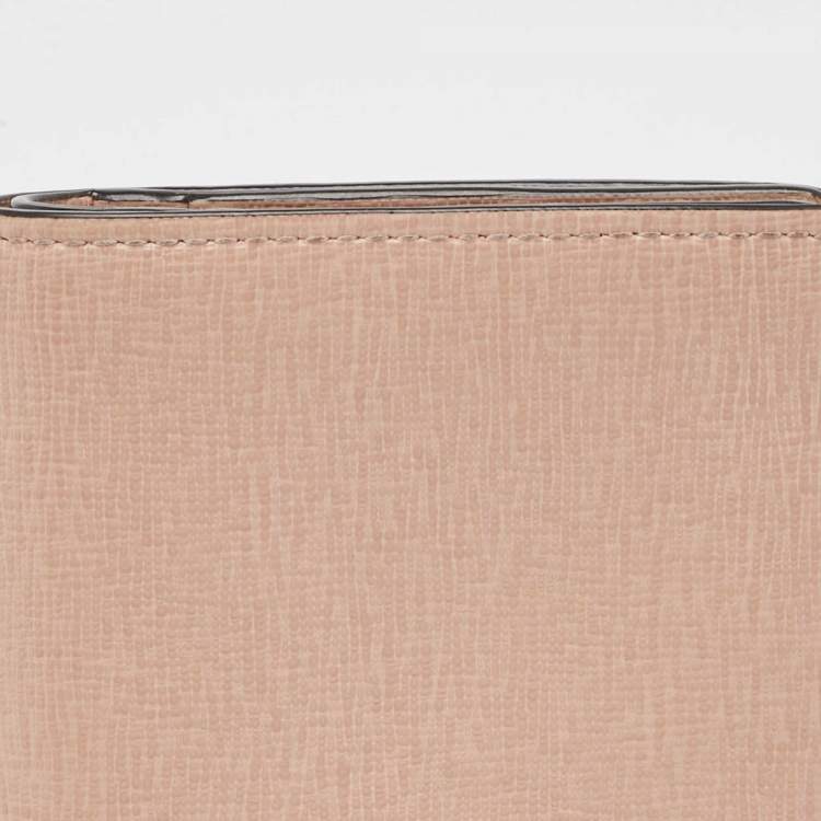 Pre Owned Furla Light Pink Leather Logo Bifold Wallet