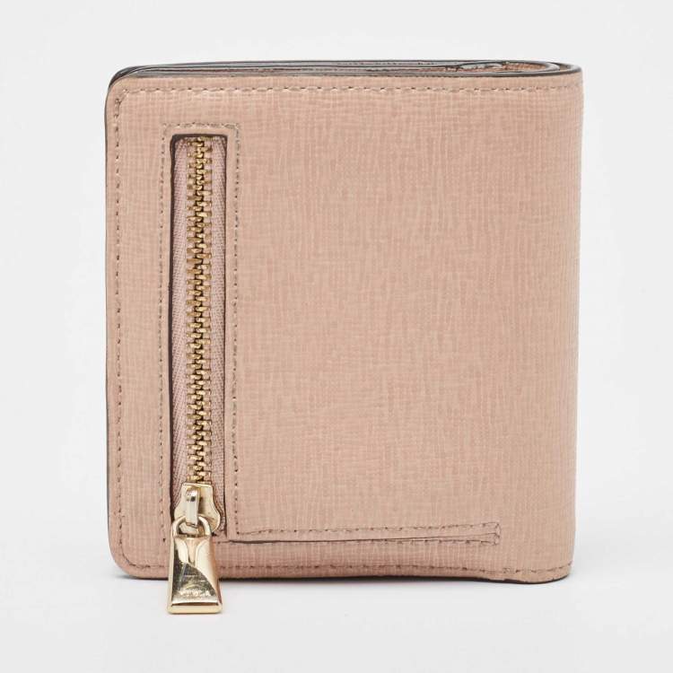 Pre Owned Furla Light Pink Leather Logo Bifold Wallet